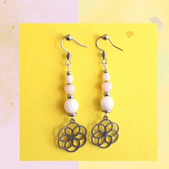 Boucles d'oreilles Fleur de vie en Angélite