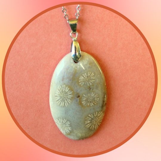 Pendentifs en Corail de fossiles d'Agate
